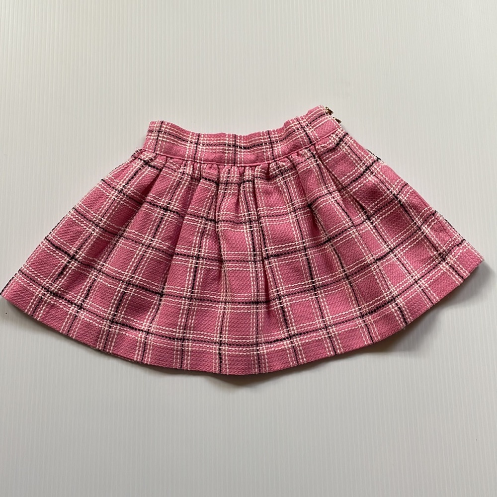 Janie and Jack pink, white and navy plaid skirt. Size 2T